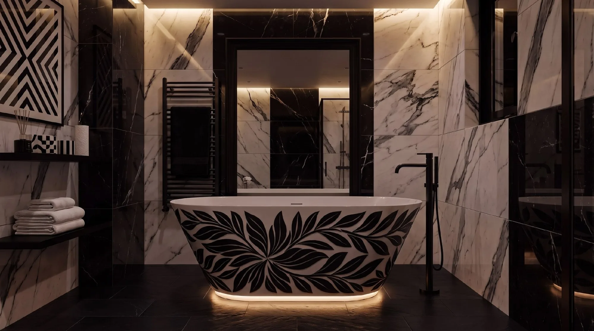 ALBELA ORION DECO bathtub with lighting on