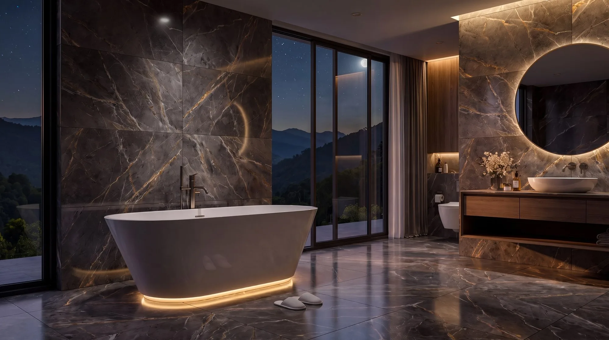 ALBELA ORION bathtub with lighting on