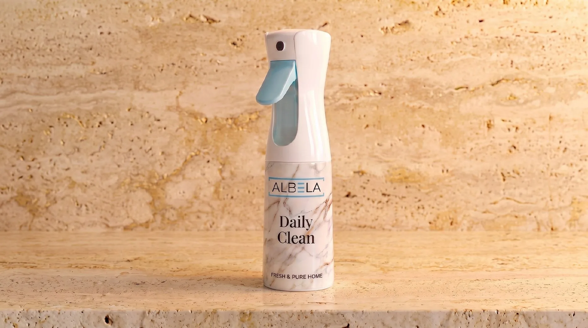 Спрей для ухода за искусственным камнем ALBELA Daily Clean в интерьере ванной комнаты