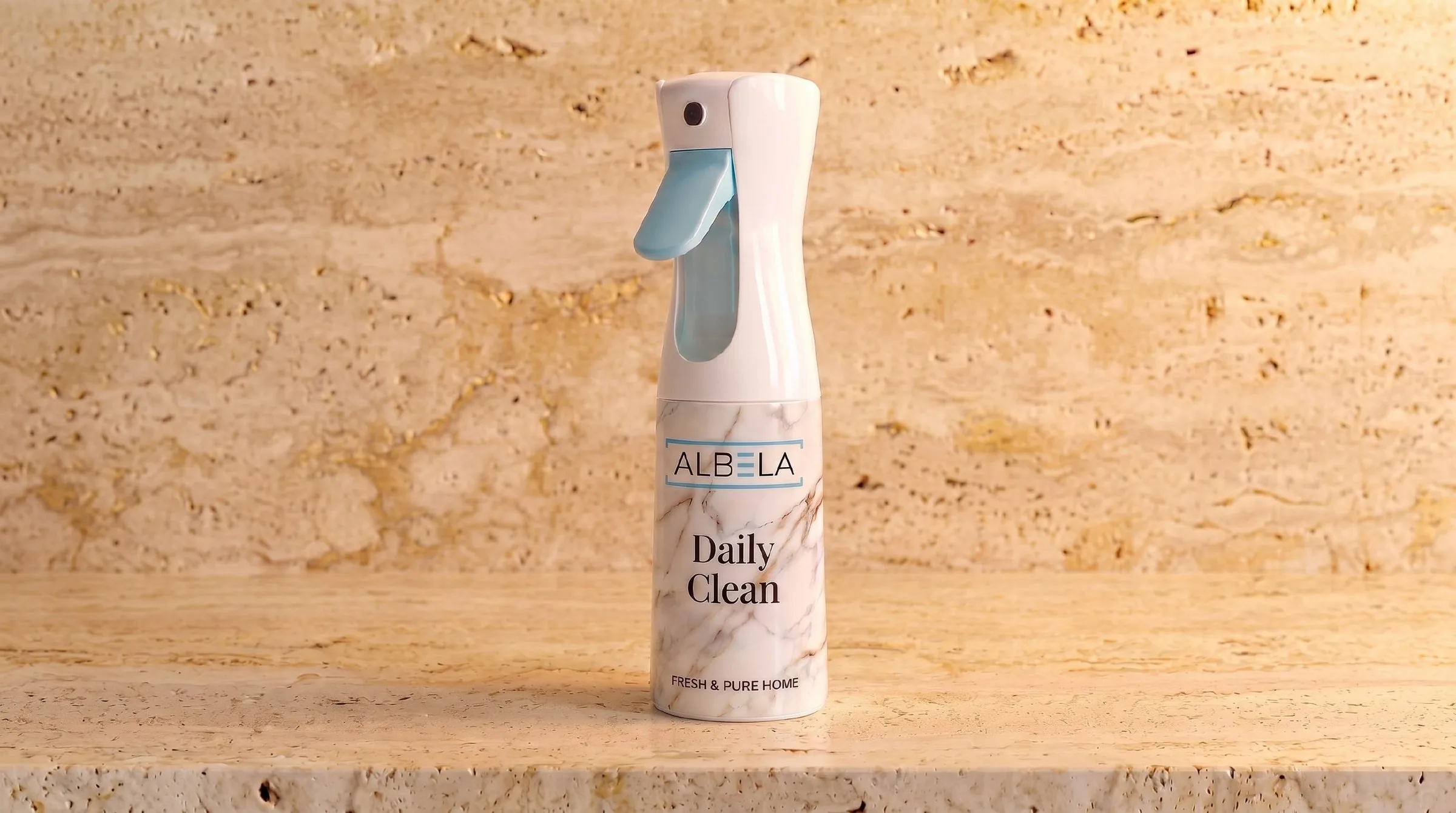 Спрей для ежедневного ухода за искусственным камнем ALBELA Daily Clean — в интерьере ванной комнаты