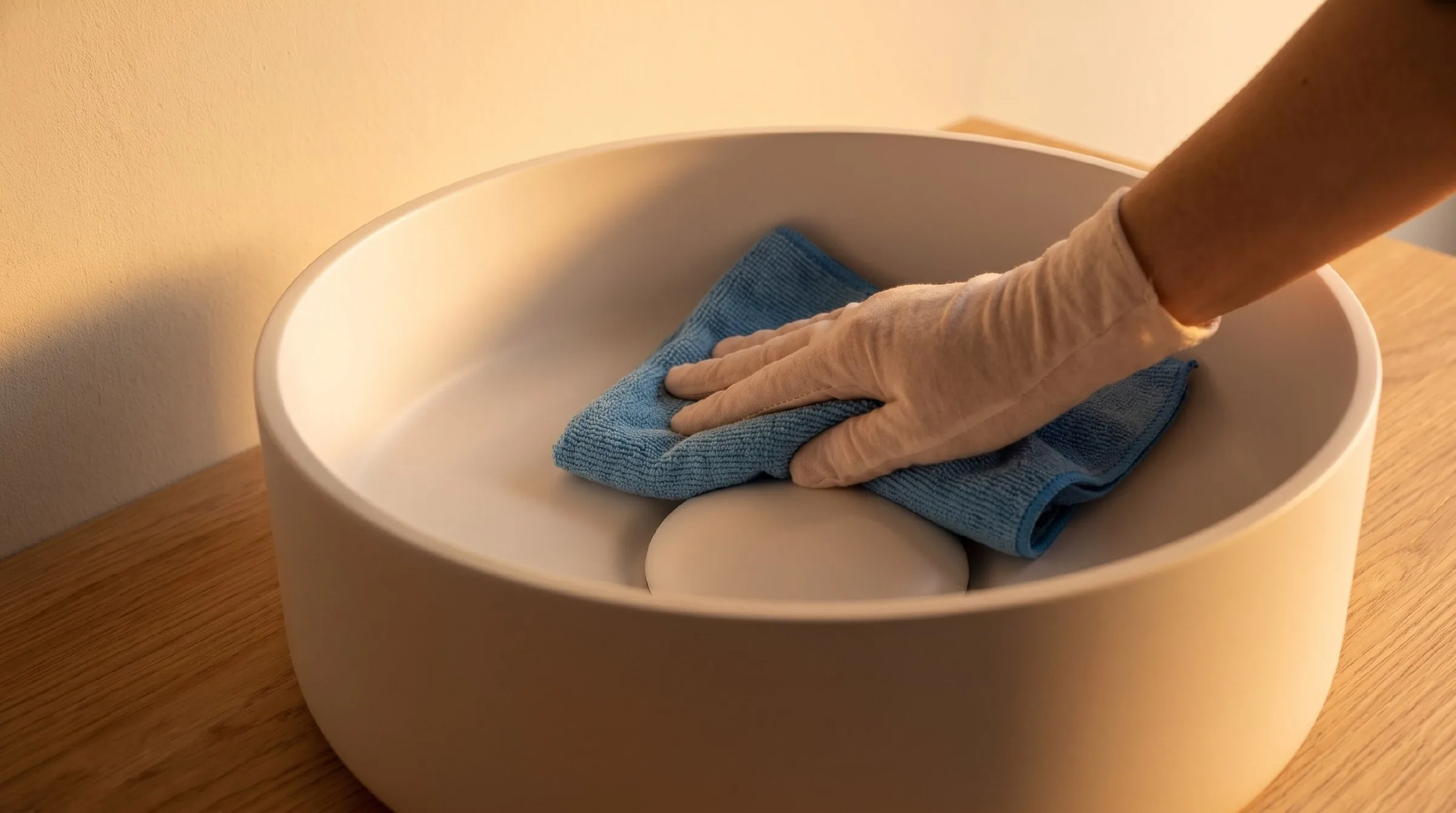 Caring for a solid surface basin