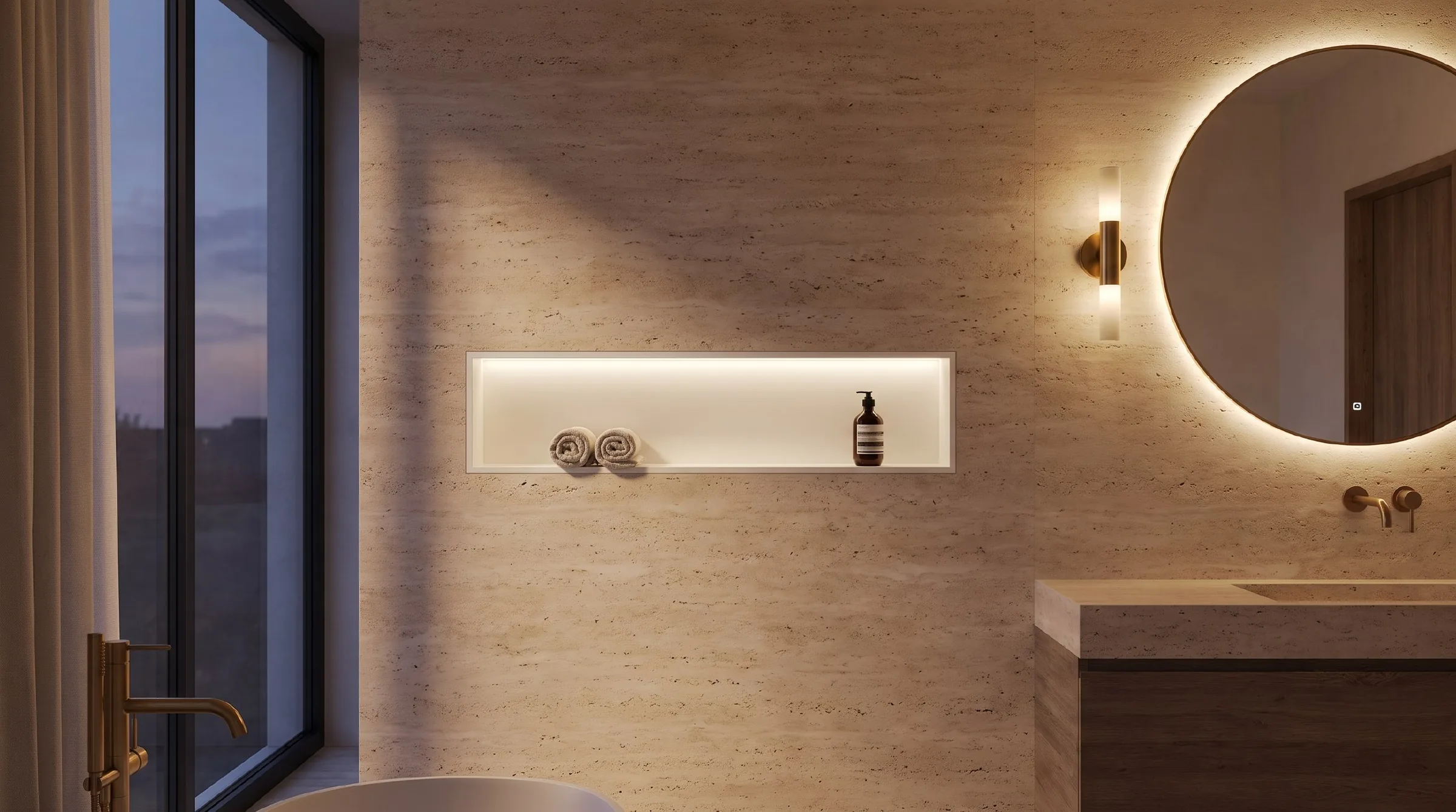 Встраиваемая ниша ALBELA Niche Slim из искусственного камня со скрытой LED-подсветкой