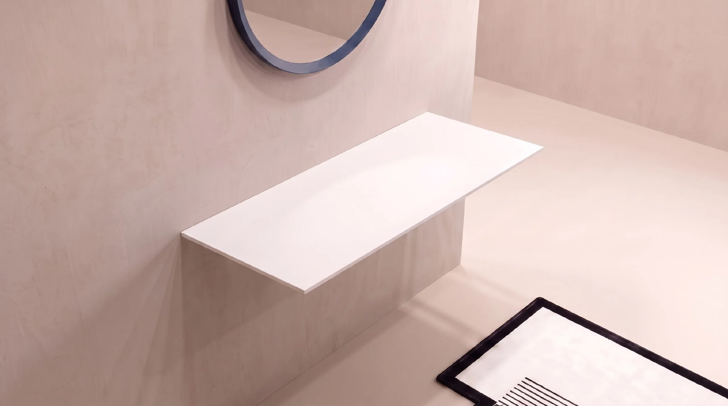 ALBELA SLIMA solid surface countertop with a 12 mm edge in a bathroom interior