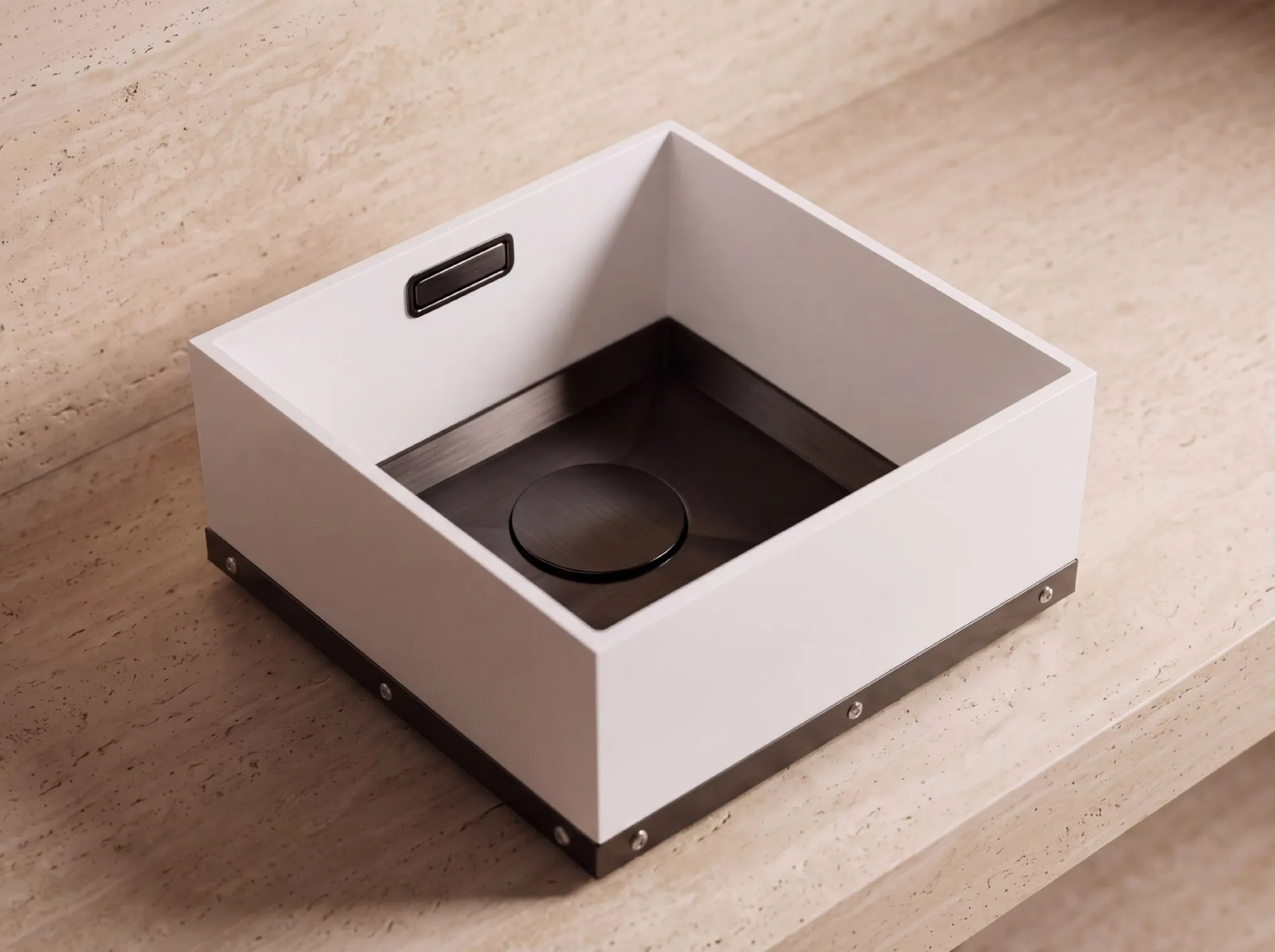 ALBELA DUAL sink, Black PVD bottom finish — dark gunmetal