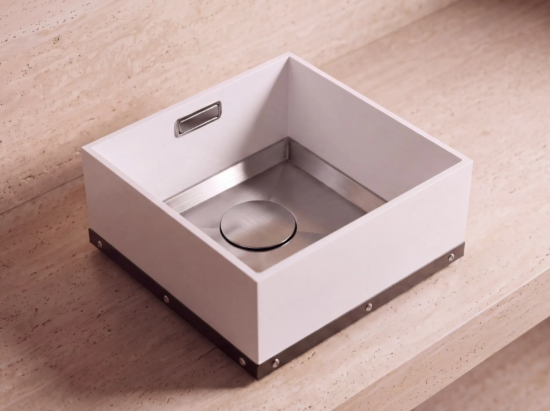 ALBELA DUAL sink, Natural bottom finish — brushed stainless steel