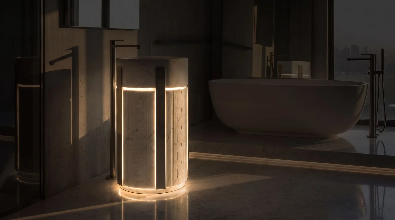 ALBELA ATHENS solid surface basin — Night