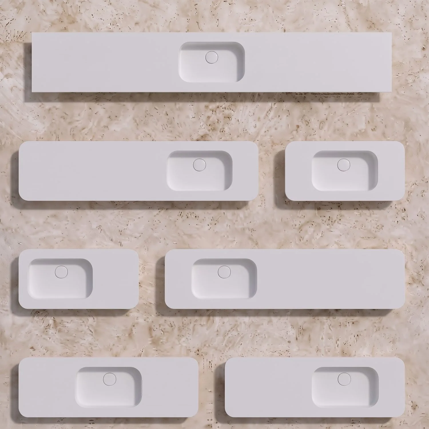 Basin position options on the ALBELA INTEGRA countertop